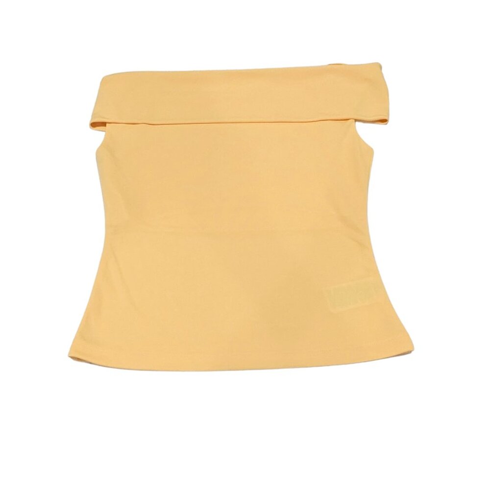 Lauren Woman Ralph Lauren Yellow Off Shoulder Stretch Jersey Top XS - Picture 2 of 6